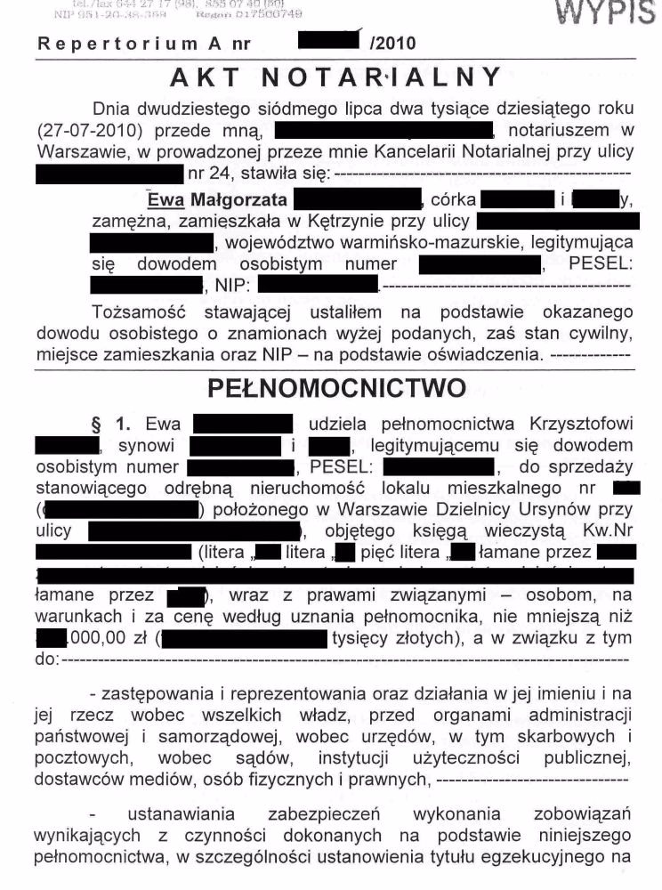 Do jakich czynności potrzebne jest pełnomocnictwo notarialne?