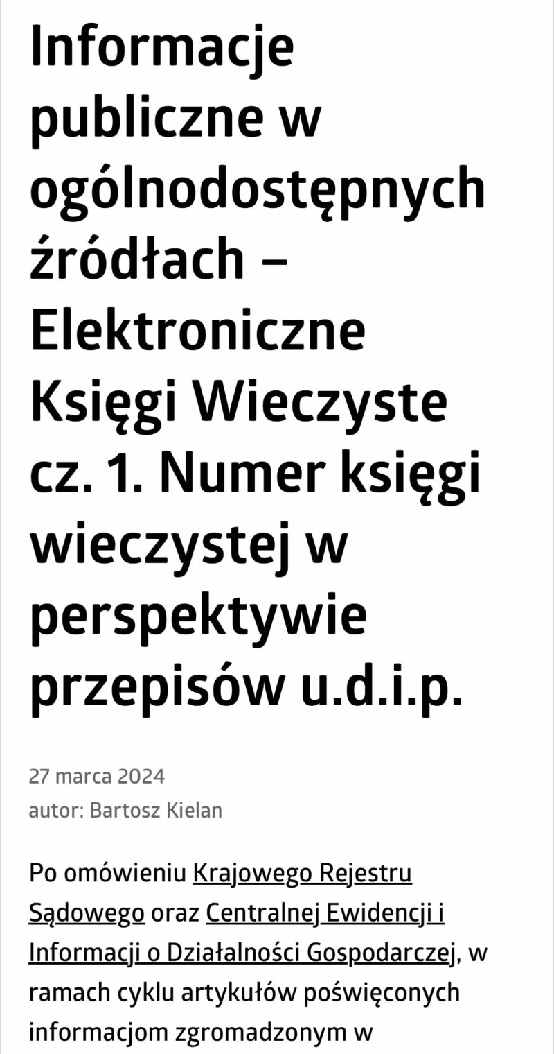 Czy numer księgi wieczystej jest informacją publiczną?