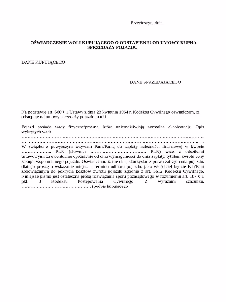 Jak poinformować o odstąpieniu od umowy?