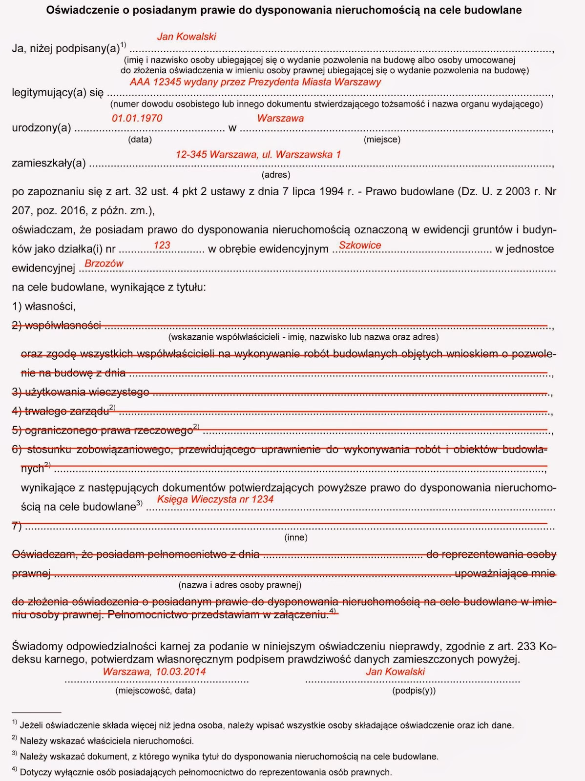 Czy pełnomocnik może podpisać oświadczenie o dysponowaniu nieruchomością?