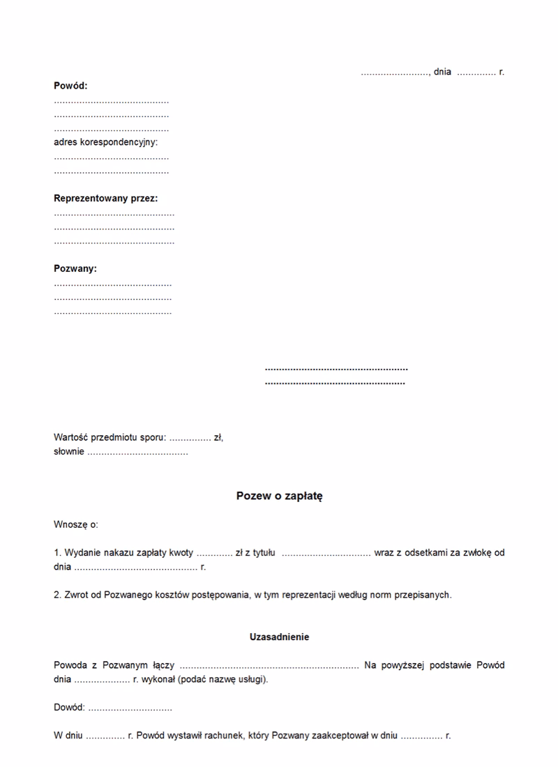 Kto napisze pozew o zapłatę?