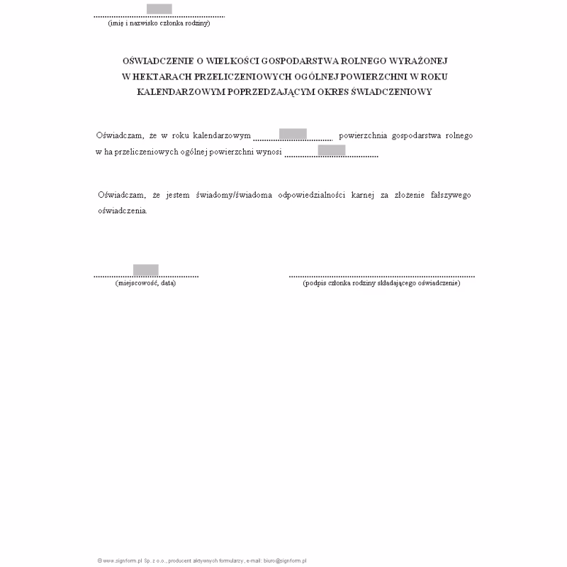 Ile wynosi opłata skarbowa za wydanie zaświadczenia o wielkości gospodarstwa rolnego?
